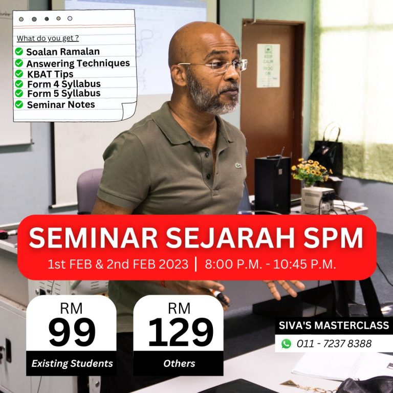 Seminar Sejarah SPM Soalan Ramalan by Siva's Masterclass