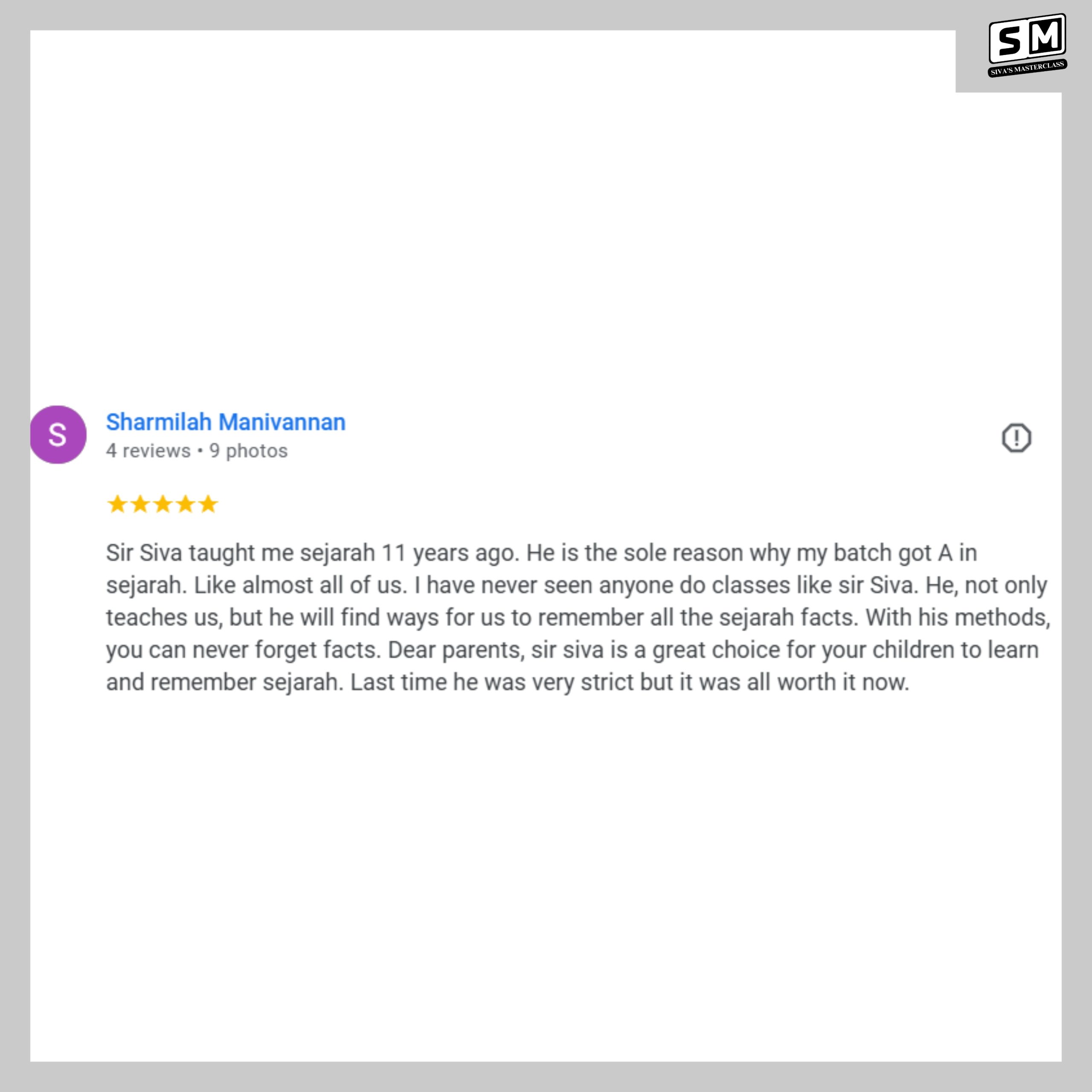 Review Siva's Materclass