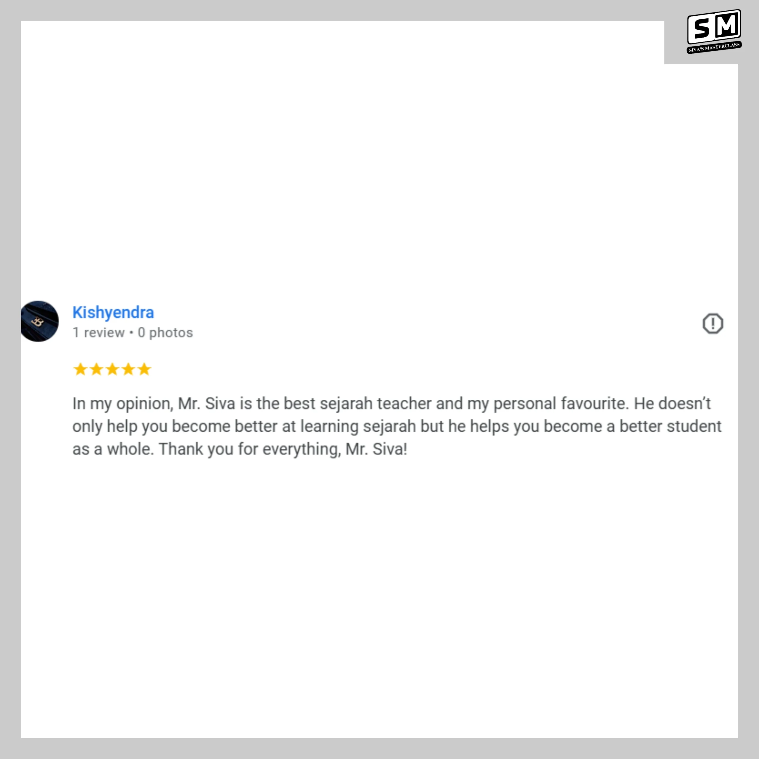 Review Siva's Materclass