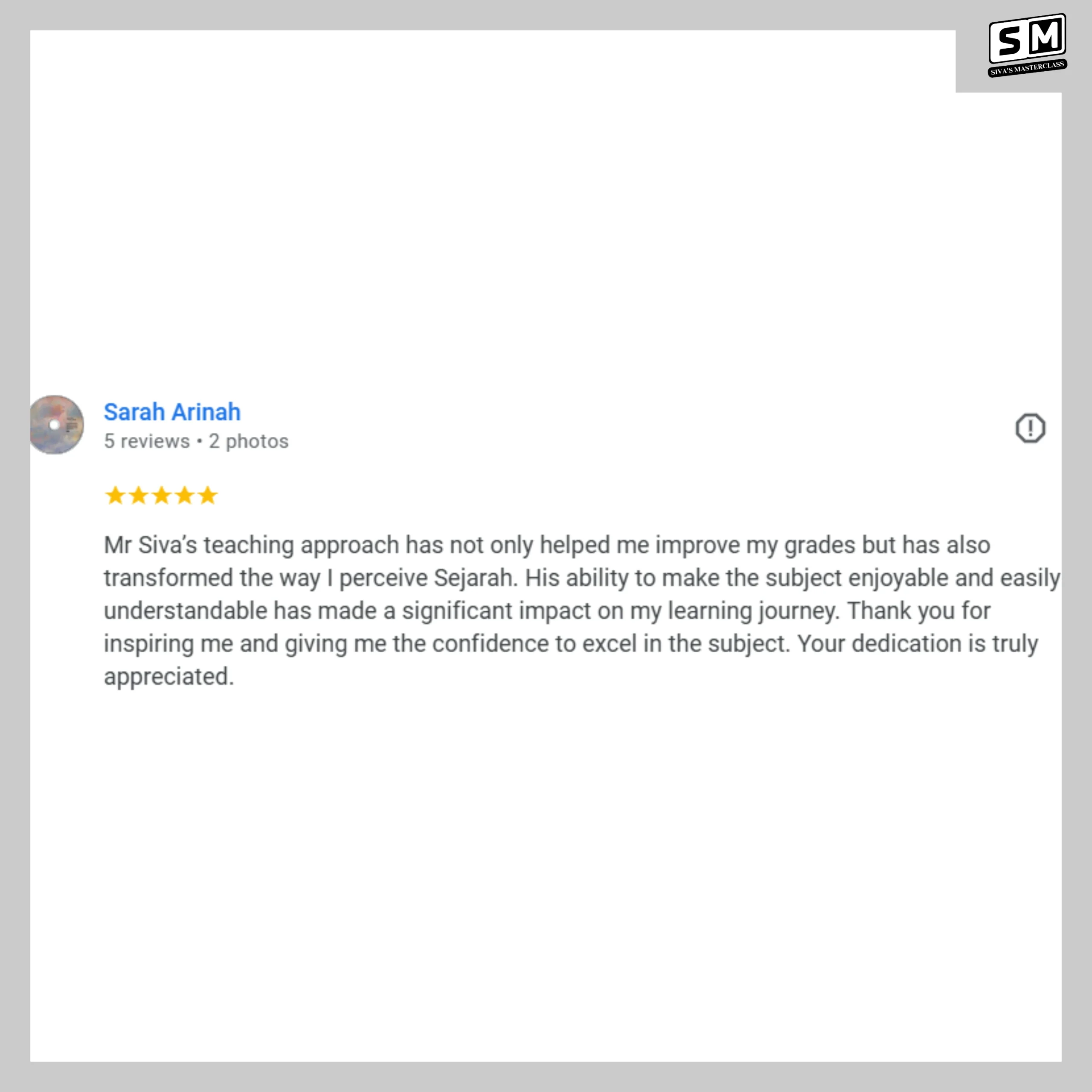 Review Siva's Materclass