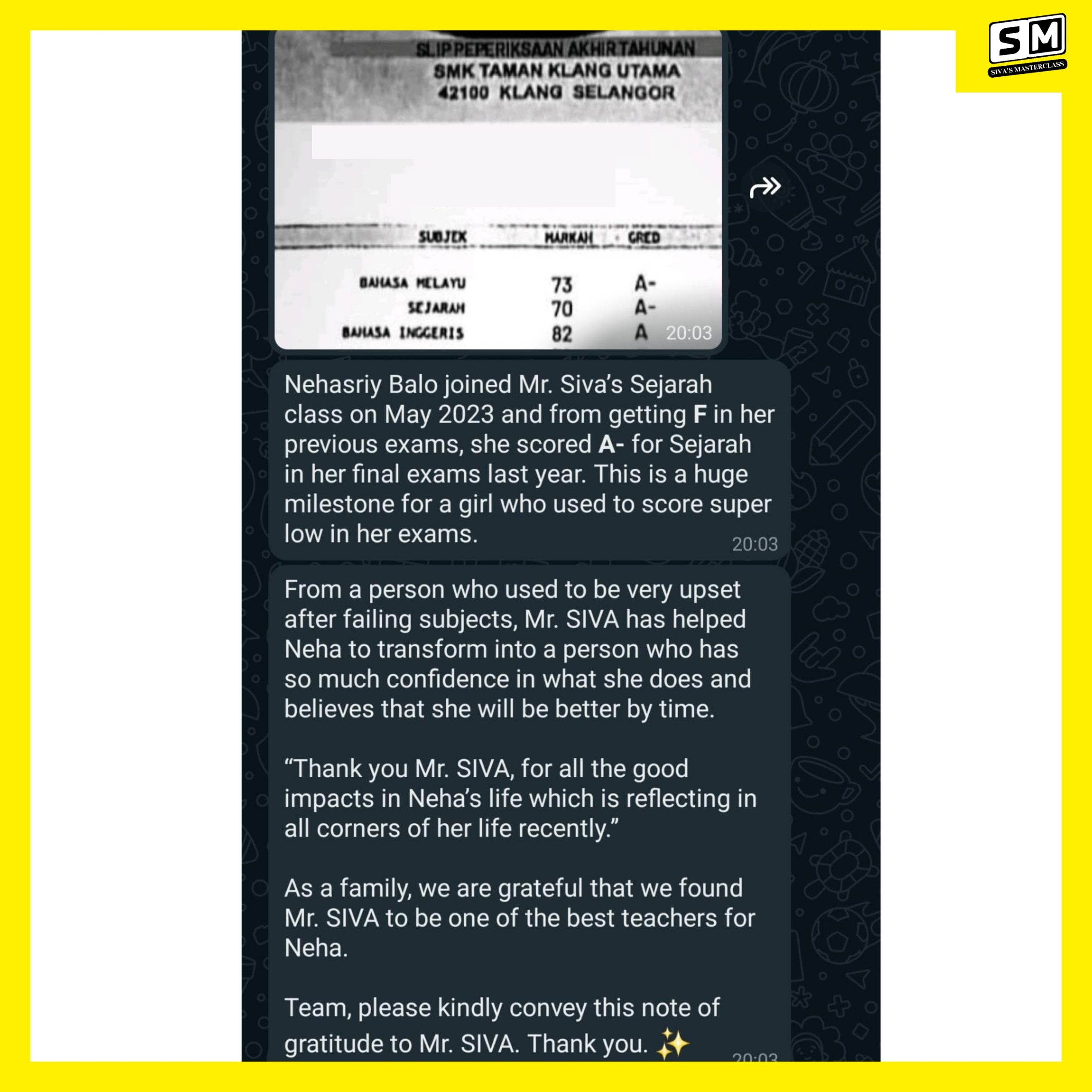 Siva's Masterclass Testimonial 1