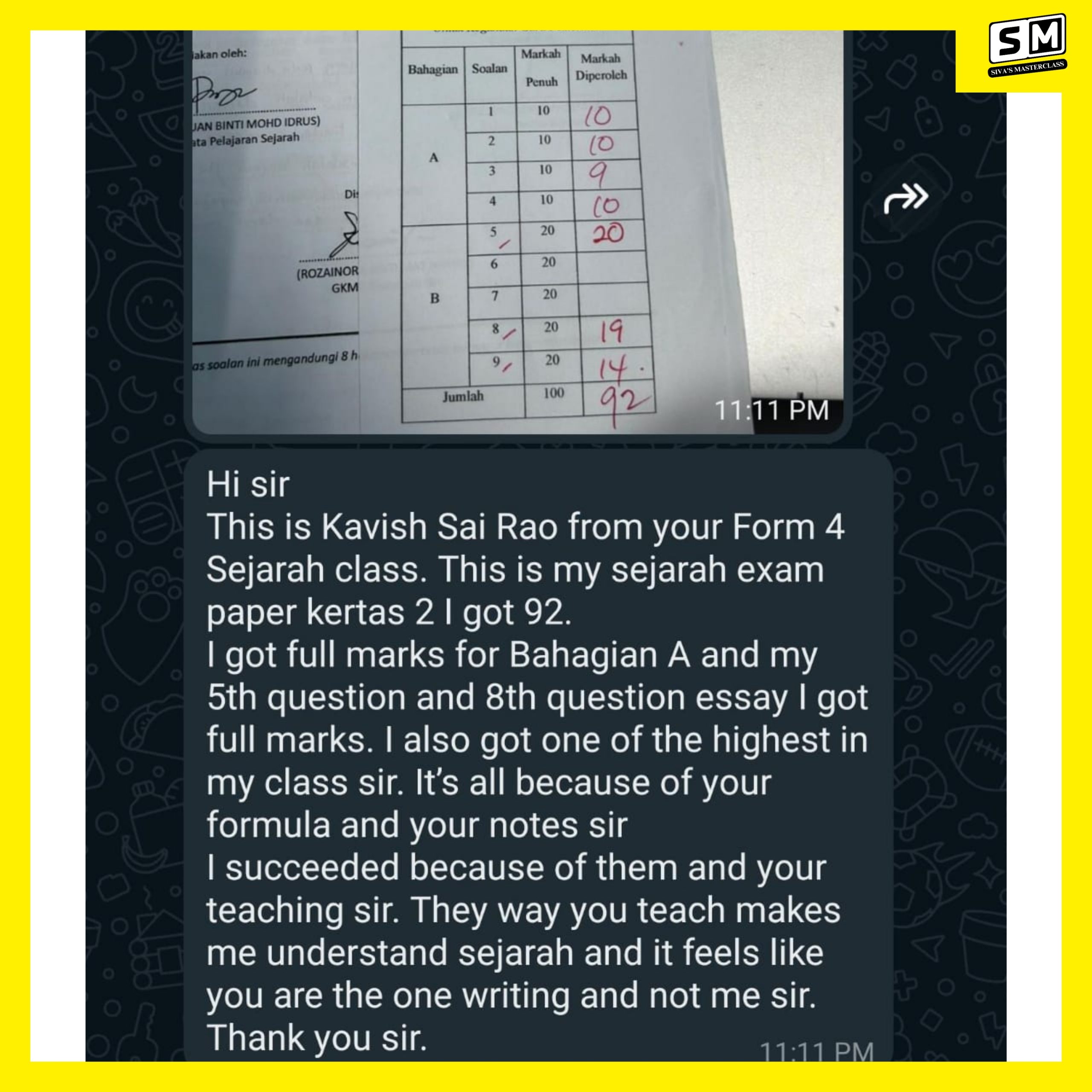 Siva's Masterclass Testimonial 2